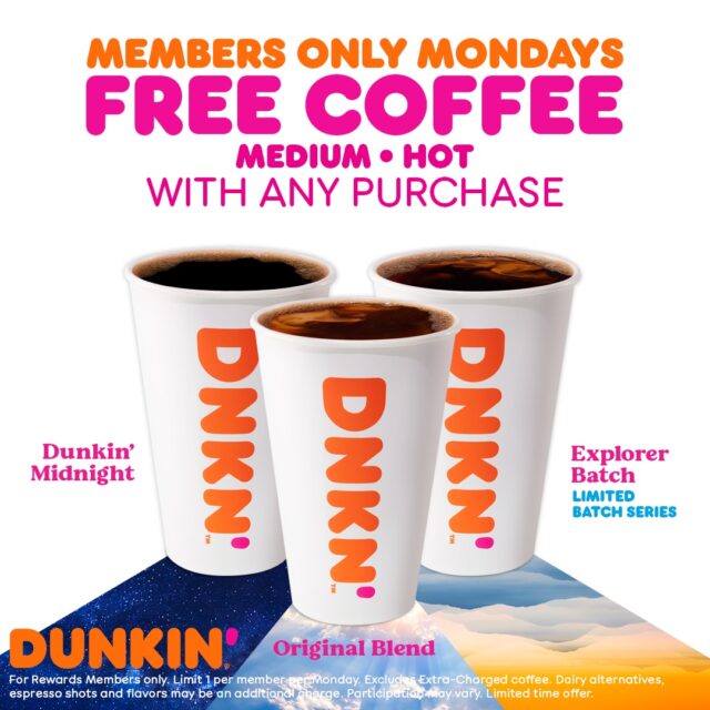 Free Coffee Mondays at Dunkin' heat up in February for loyal customers
